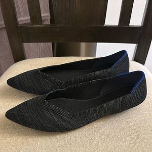 Rothy’s The Point Striped Knit Black Flats Size 9